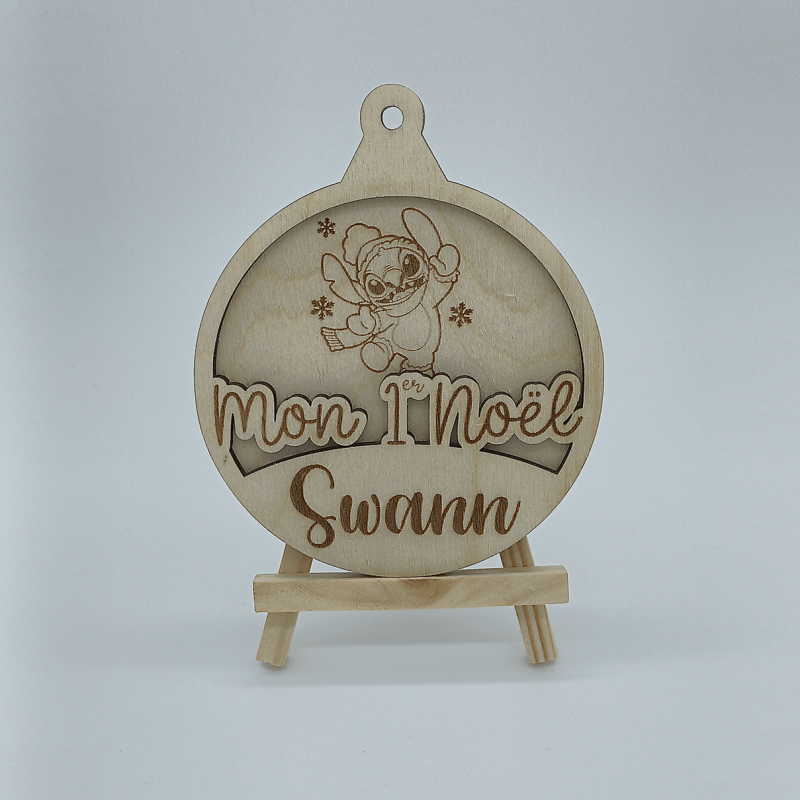 Boule de Noël personnalisée en bois - Mon premier Noël