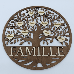 Arbre de vie personnalisé en bois - Modèle Famille