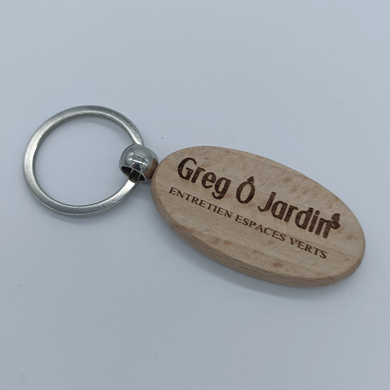 Porte-clé en bois personnalisé - Modèle ovale